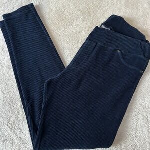 Goddesswear Y2K Style Stretch Corduroy Yoga Pants Leggings Size 3 Navy Blue